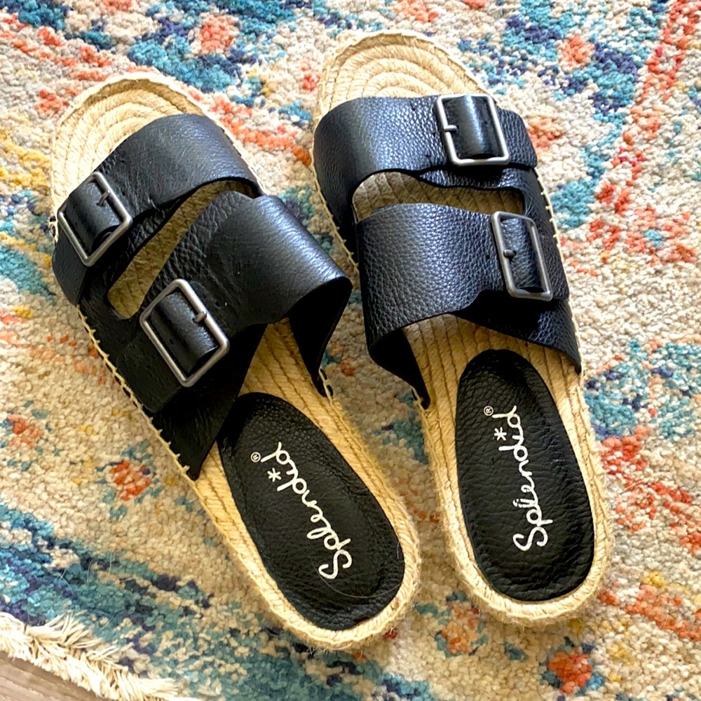 New Splendid Slide in straw sandals 9.5